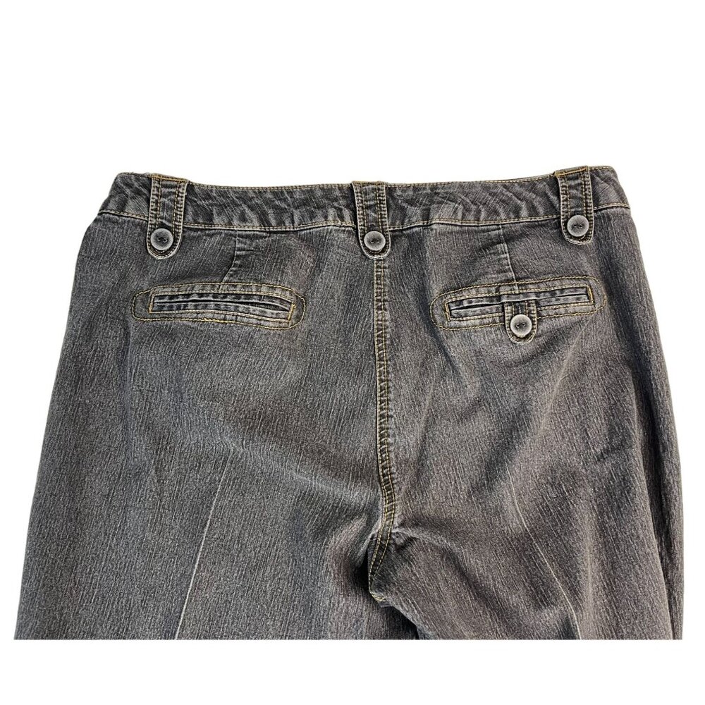 New Directions Cotton Stretch Wide Leg Denim Jeans Women's 12 Black Medium Wash - Picture 6 of 7